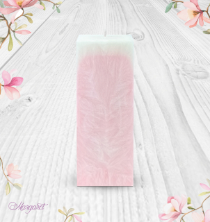 Svíčka Kvádr vysoký (15 cm) – Růžová / Kvetoucí Paříž / Dvojité srdíčko